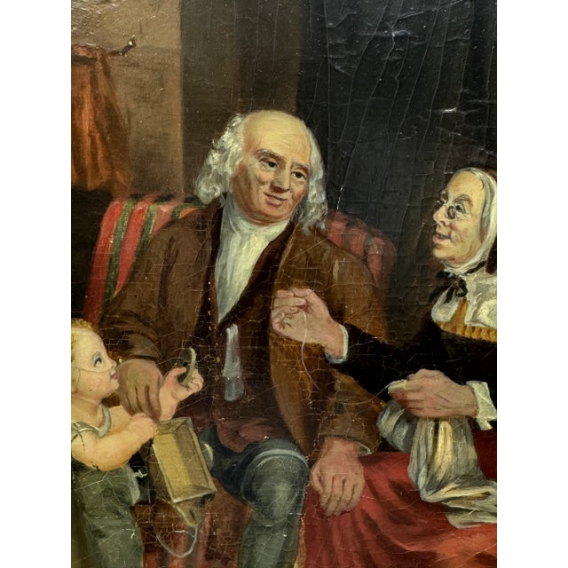 John Burnet (1784-1868) A loving and highly detailed family scene with grandparents conversing while grandchild plays and...