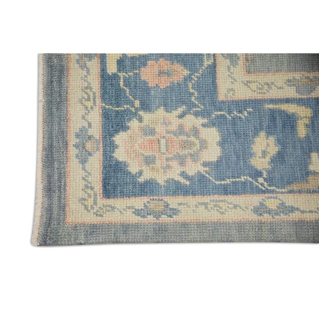 Modern Gray & Blue Handmade Turkish Oushak Rug 6'2" X 9'11" For Sale - Image 3 of 7