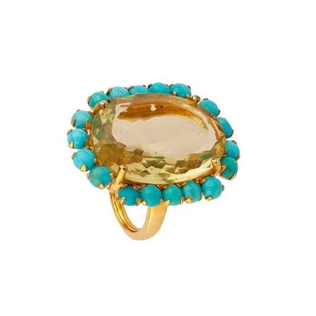 The Odessa Ring is a vintage-style masterpiece, meticulously created with semi-precious stones. Its large oval center is...