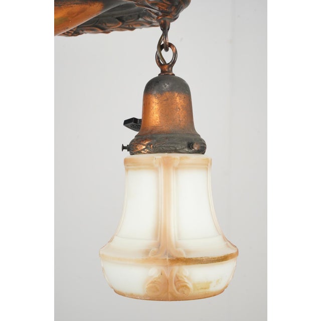 Victorian Early 20th Century Victorian Japanned Brass Pan Semi Flush Mount Light - Restored For Sale - Image 3 of 6