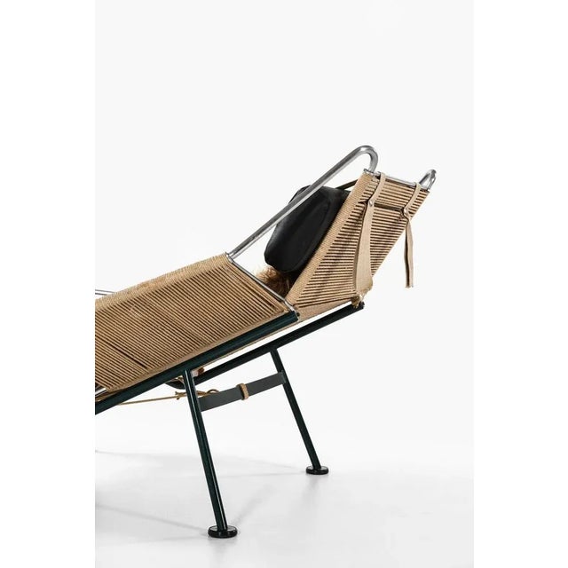 Lounge Chair in Metal and Sheepskin attributed to Hans J. Wegner, 1960s For Sale - Image 4 of 9
