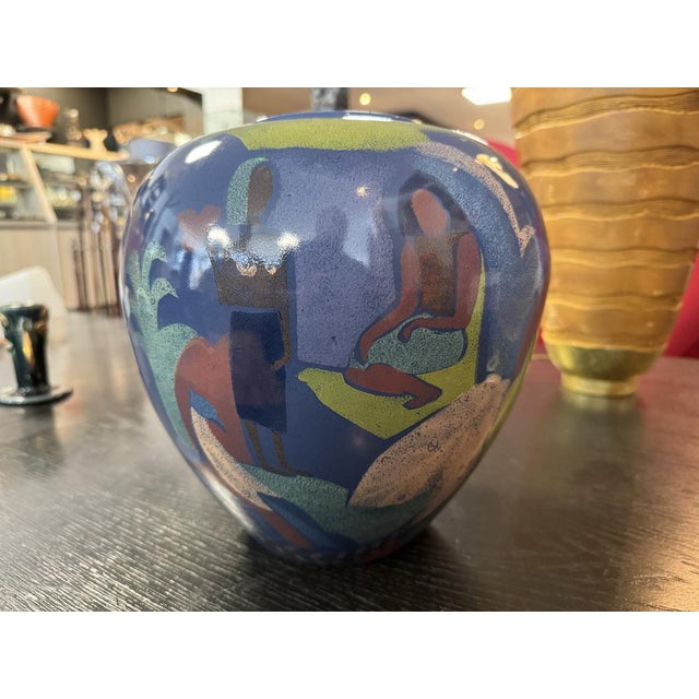 Ceramic Papeete Earthenware Vase from Pornic, 1980s For Sale - Image 7 of 8