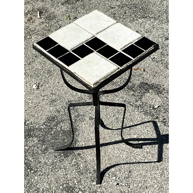 Vintage Boho Tile Top Drinks Table For Sale - Image 4 of 9