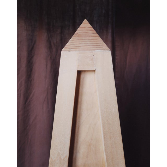 Pair of 75 Inch Wooden Obelisks on Plinth Bases, Architectural Floor Sculptures For Sale - Image 4 of 8