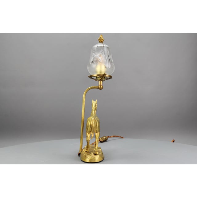 French Bronze Table Lamp with Horse Sculpture, 1950s For Sale - Image 10 of 18