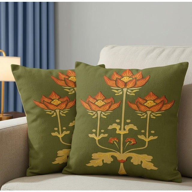 Arts & Crafts Exquisite Luxury Arts & Crafts Sofa Cushions – 1920s Design Cushion Cover With Insert For Sale - Image 3 of 3