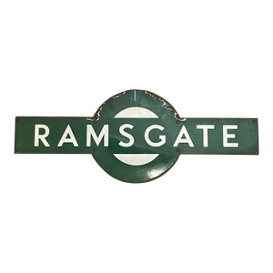 British 1940s Southern Railway Enamel Target Sign – Ramsgate Station, Kent