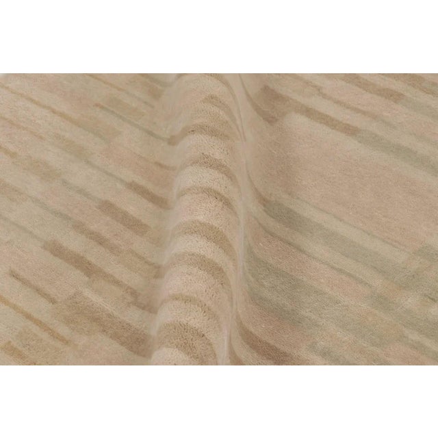Rug & Kilim's Plush Textural Rug in Mohair With Beige Geometric Designs For Sale - Image 10 of 11