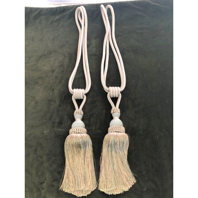 Lights Pullbacks in Sea Foam Green Tassels - a Pair For Sale - Image 7 of 7