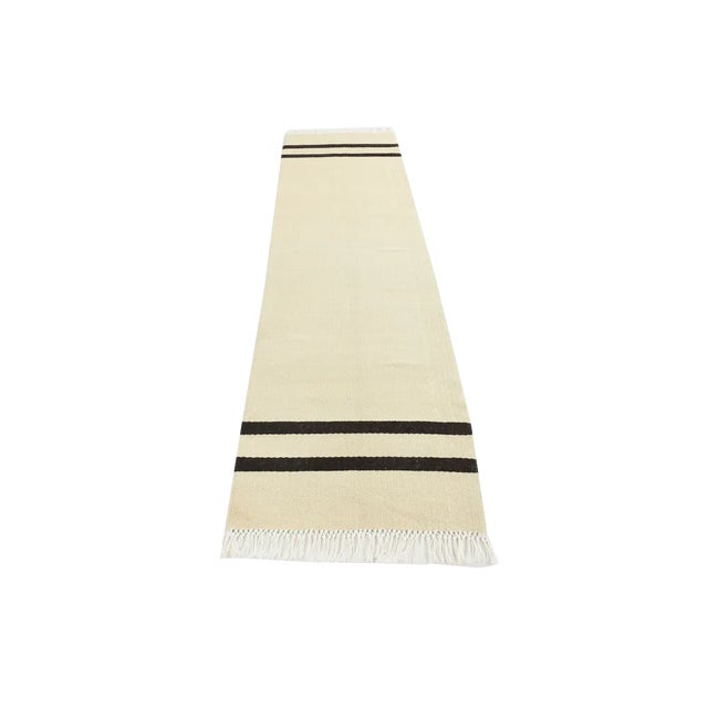 Beige Striped Hemp Runner Rug For Sale