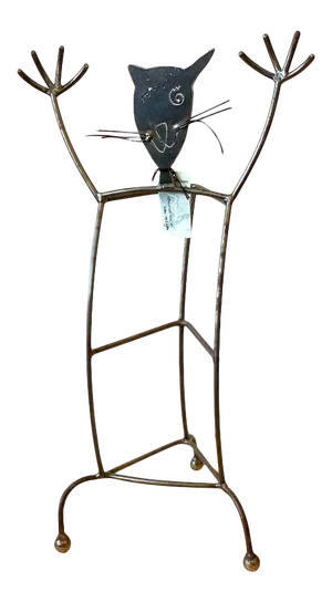 Circa 2000 Memphis Style Steel Cat Sculpture by Ivan McLean for Delia, Inc.