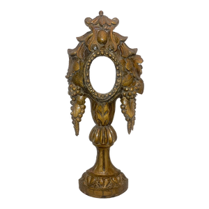 Large Antique 1600's Hand Carved Gilt-Wooden Religious Relic Stand Sculpture Art