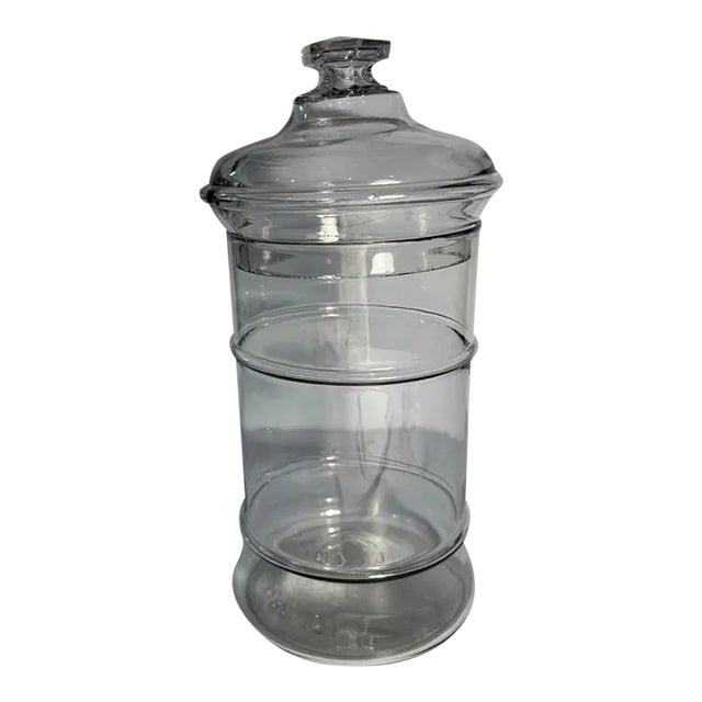 Mid 19th Century Blow-Molded Pittsburgh Glass Lidded Jar For Sale