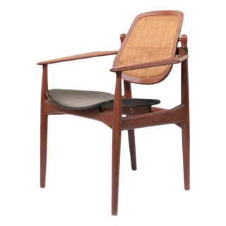 Danish Model 186 Armchair in Teak and Leather by Arne Vodder, 1950s For Sale
