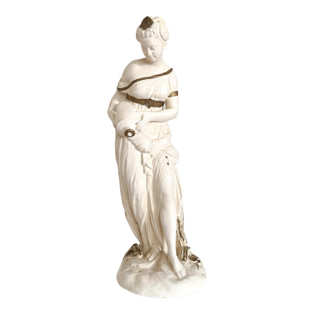 Vintage Greek Sculpture Female Bather With Jug; Goddess Mythology Statuette For Sale