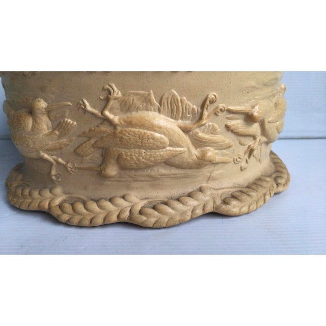 Rare 19th century English Caneware game pie, circa 1830. A large partridge on the lid, decorated with ear of wheat and...