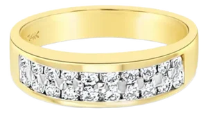Two Row Diamond Wedding Band .52cttw 14K Yellow Gold, Size 6