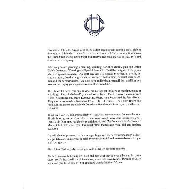 Union Club of the City of New York Event Prospectus For Sale - Image 4 of 17