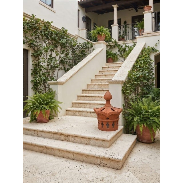 Vintage Terracotta Crown Lantern & Chimney Pot Architectural Element For Sale - Image 10 of 12