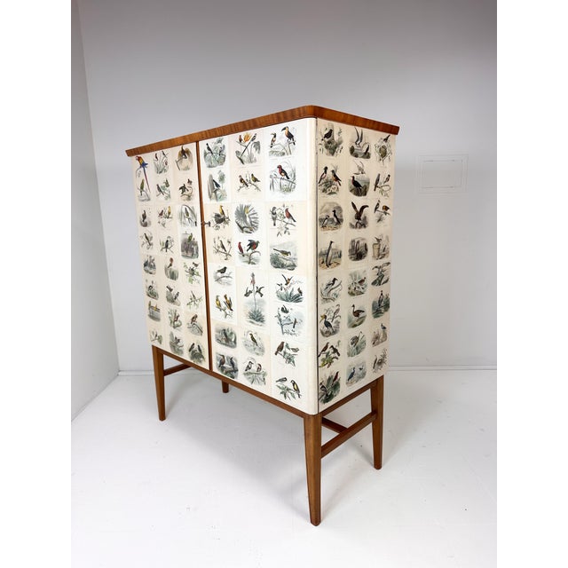 1950's Swedish Cabinet With Bird Illustrations by Édouard Traviés For Sale - Image 10 of 10