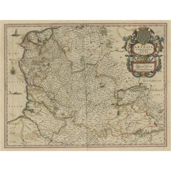 Antique Map of Artois or Artesia, France, 1650 For Sale - Image 5 of 5