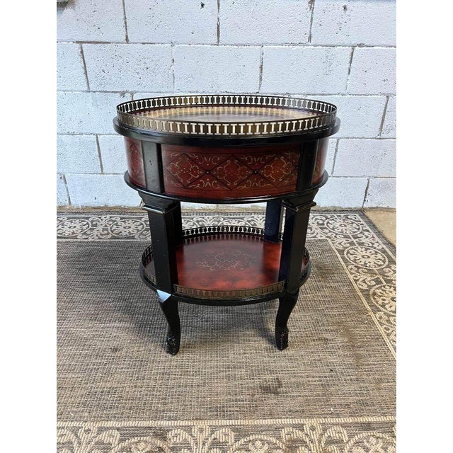 Fancy Wooden 2 Tier Single Drawer Oval Side Table. For Sale - Image 17 of 18