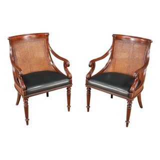 1990s Pair Theodore Alexander Barrel Back Chairs For Sale