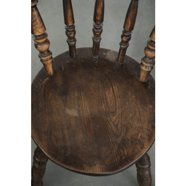 Brown Antique English Wooden Windsor Bistro Chairs, 1800s, Set of 4 For Sale - Image 8 of 15