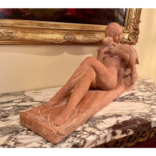 Georges Costes, Young Nude Woman with Lamb, Terracotta For Sale - Image 3 of 11