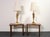 Pair of tall figural/biomorphic table lamps supported by painted gold wooden plinth bases by Clifford C. Stasack (ca....