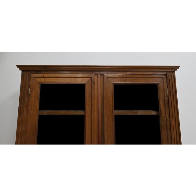 19th Century Louis XVI Style Walnut Showcase Bookcase For Sale - Image 5 of 18