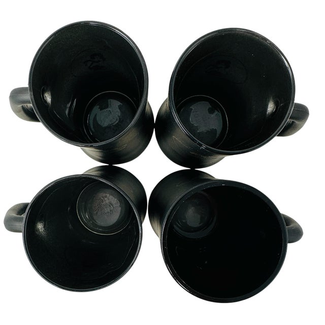 Glass 1960s the Playboy Club Matte Black & Gold Glass Beer Steins - Set of 4 For Sale - Image 7 of 14
