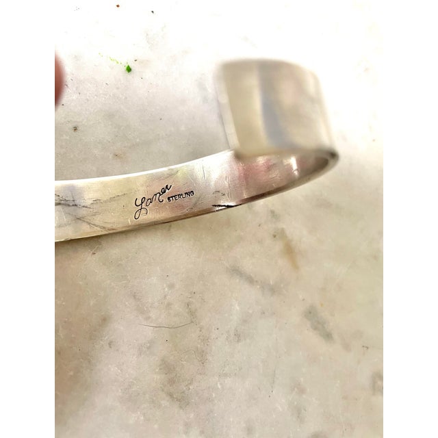 Vintage Navajo Troy Lamer Greek Key Design Sterling Silver Cuff Bracelet - Signed For Sale In New York - Image 6 of 6