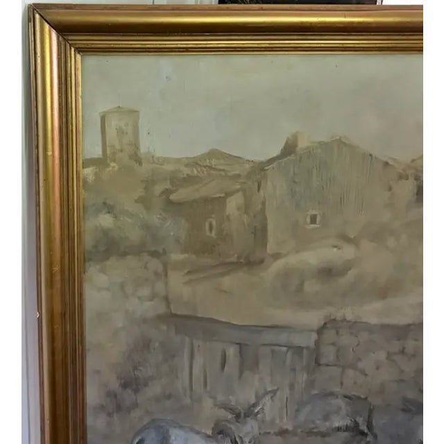 Mid 20th Century Large Mid Century Spanish Oil on Canvas Painting - Tres Burros, Signed and Dated For Sale - Image 5 of 13