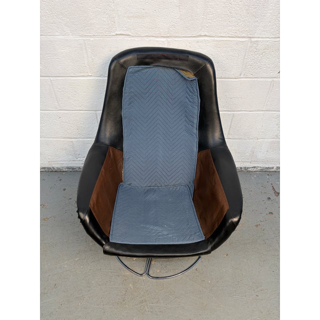 Pair of Vintage Black Leather Swivel Chairs For Sale - Image 12 of 14