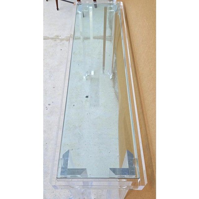 Vintage 1970s Mid-Century Modern Lucite Console Sofa Table For Sale - Image 13 of 13