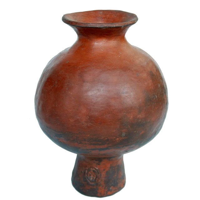 Handbuilt Red Clay Vase For Sale - Image 4 of 7