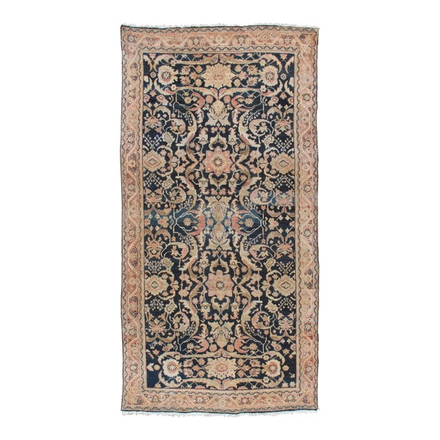Antique Persian Sultanabad Rug, Handmade Wool Oriental Rug, Navy Blue For Sale