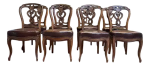 Napoleon III Louis Philippe Chairs in Leather, Italy, Set of 8