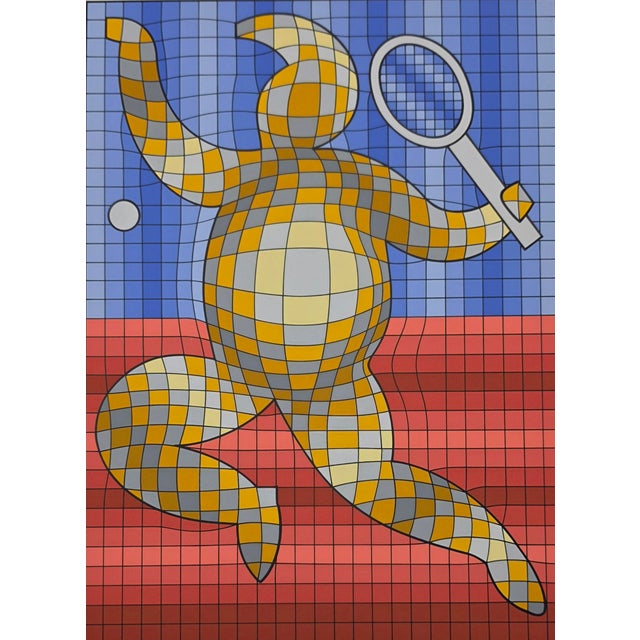 Op Art Victor Vasarely Tennis Player Variant #1 For Sale - Image 3 of 4