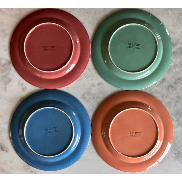 Blue Set of 4 Large Vintage Stoneware Plates For Sale - Image 8 of 9