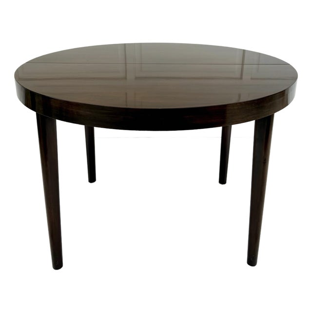 Vintage Expandable Round Dining Table With Two Leaves For Sale