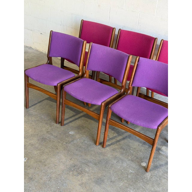 Rosewood Dining Chairs in Style of Erik Buch Upholstered Mid-Century Seating Set of 6 Denmark 1960s For Sale - Image 4 of 10