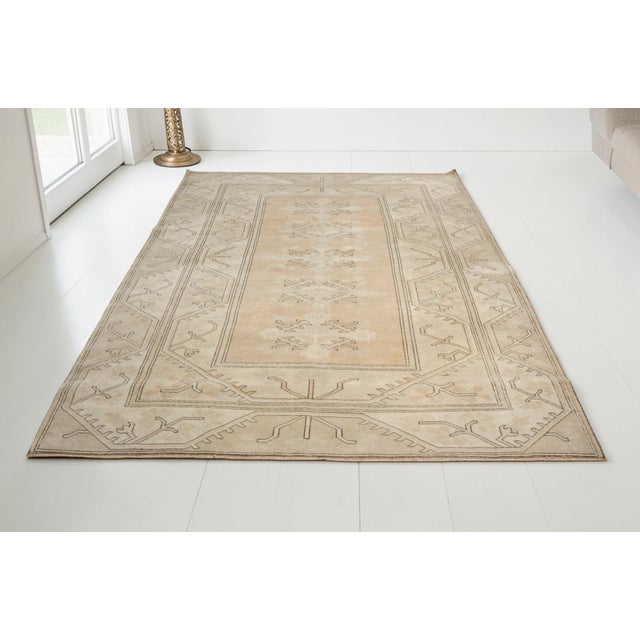 Faded Floral Vintage Turkish Rug, Golden Earth Tone Carpet, Quiet Luxury Living Room Decor