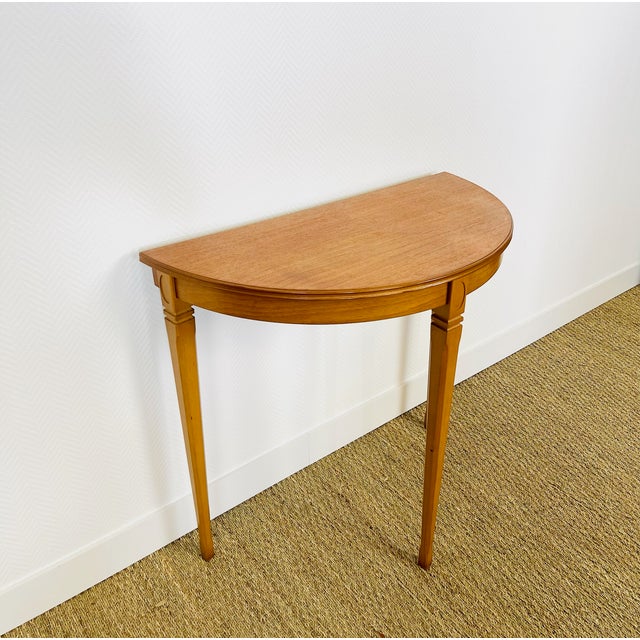 Beige Vintage Teak Half-Moon Console Table from Legate Furniture, 1970s For Sale - Image 8 of 11