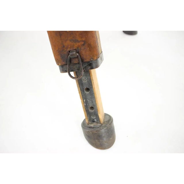 Metal Large Adjustable Gymnastic Leather Pommel Horse, 1950s For Sale - Image 7 of 9