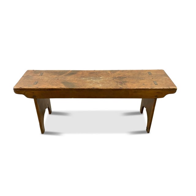 Mid 19th Century Antique Wooden Farmhouse Bench For Sale - Image 5 of 9