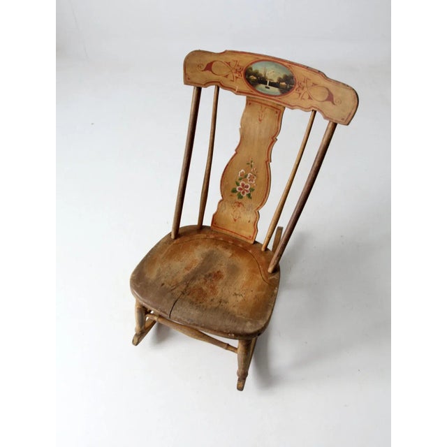 Wood Antique Painted Rocking Chair For Sale - Image 7 of 13
