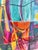 Magenta Large Cubist Influenced Figurative Mixed Media Painting Circa 1990 For Sale - Image 8 of 9