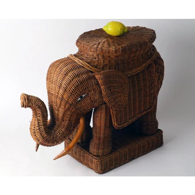 Peddle Cane Rattan Elephants Side Table, France, 1960s, in Good conditions. Designed 1960 to 1969